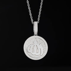 925 Sterling Silver Moissanite Allah Pendant 3.8ct