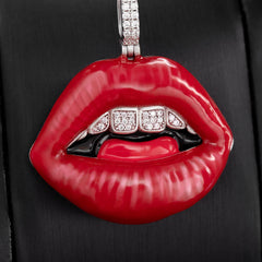 Mossanite Charm Enamel Lip Pendant