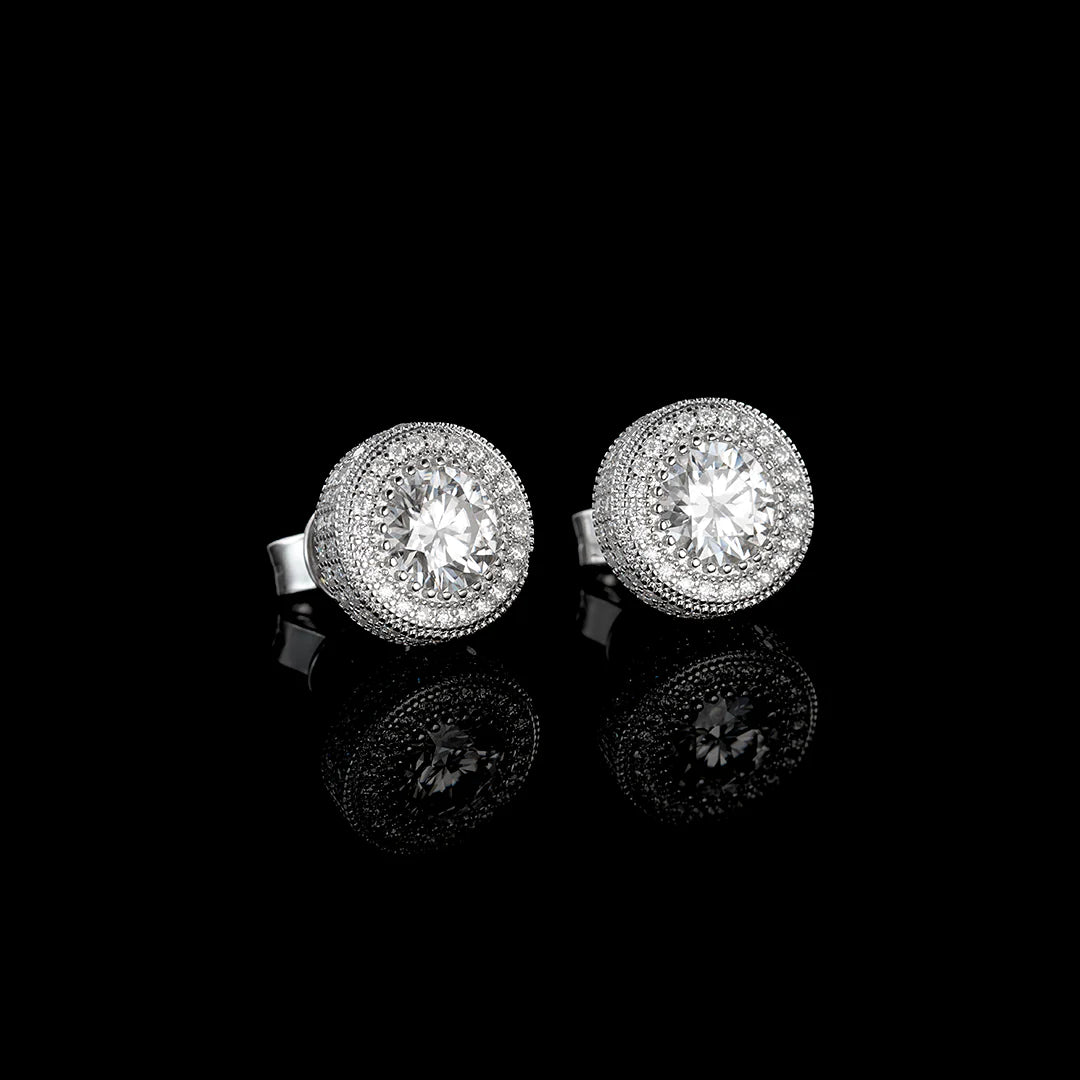 Moissanite Iced Button Earrings