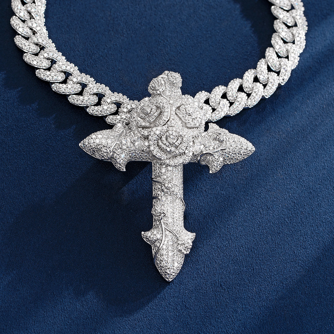 Custom Rose Cross Pendant