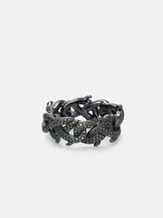 10mm S925 Black Moissanite Crown of Thorns Ring In Black Gold