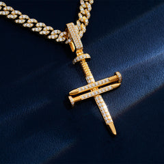 Moissanite Nail Cross Pendant