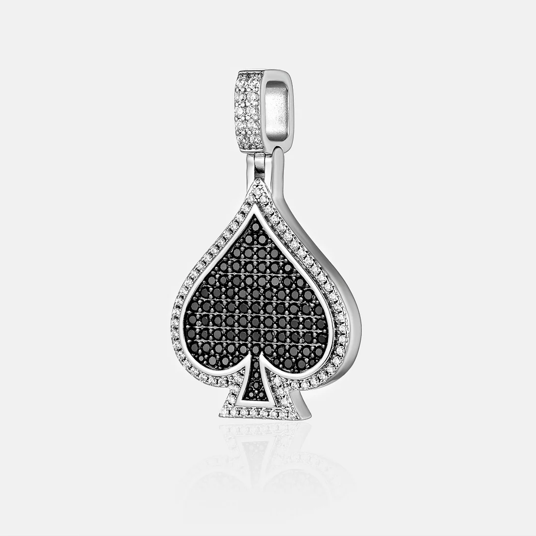 S925 Black Moissanite Spade Pendant