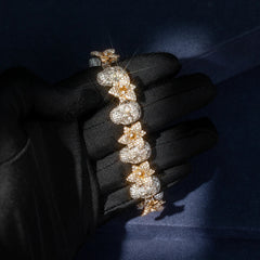 Custom Moissanite Blossoming Skull Bracelet