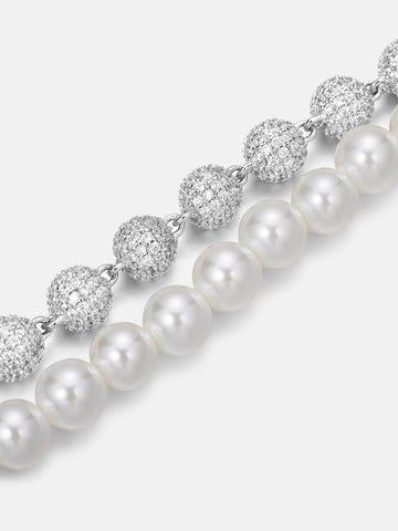 S925 Moissanite & Pearl Ball Fashion Chain