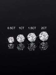 925 Sterling Silver Round Cut Moissanite Earrings-1.00CT Total