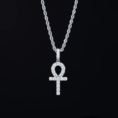 925 Sterling Silver Moissanite Ankh Pendant 2.0ct