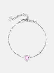 Moissanite Pink Gem Heart Shape Adjustable Bracelet