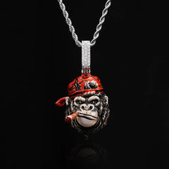 Moissanite Enamel Smoking APE Pendant
