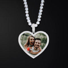 925 Sterling Silver Custom Heart Shaped Picture Pendant
