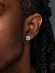 Moissanite Round Cut Halo Cluster Earrings